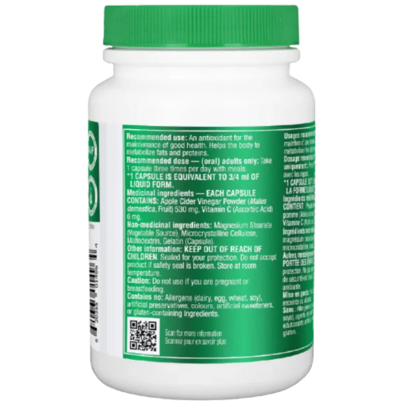 Cider Vin (Unrefined) 120 Capsules | Safest & Easiest Shopping Vitamins Online | VITASHOP