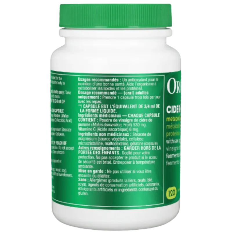 Cider Vin (Unrefined) 120 Capsules | Safest & Easiest Shopping Vitamins Online | VITASHOP