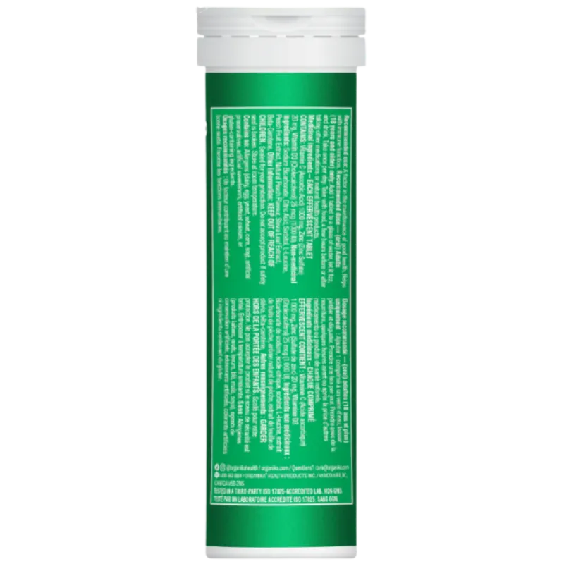 Organika Instant C, D, Zinc Immunity Effervescent - Peach | Unbeatable Prices, Daily Deals | VITASHOP