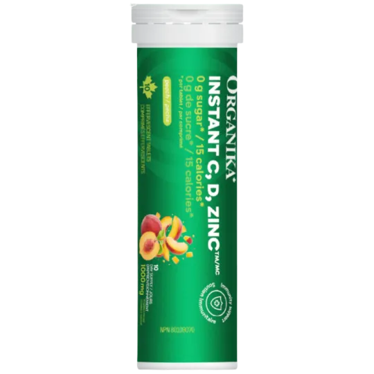 Organika Instant C, D, Zinc Immunity Effervescent - Peach | Unbeatable Prices, Daily Deals | VITASHOP
