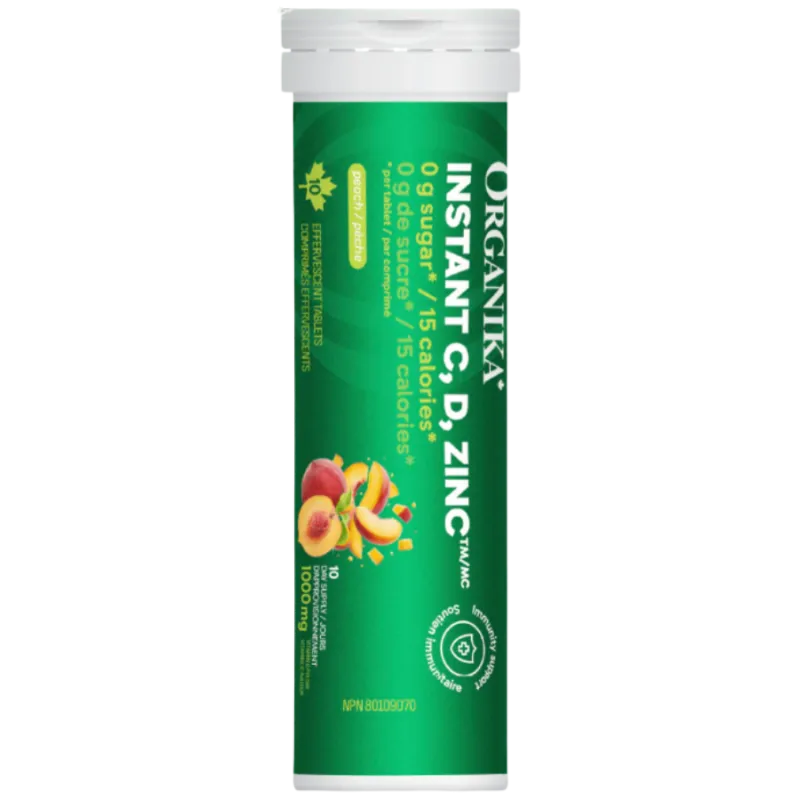 Organika Instant C, D, Zinc Immunity Effervescent - Peach | Unbeatable Prices, Daily Deals | VITASHOP