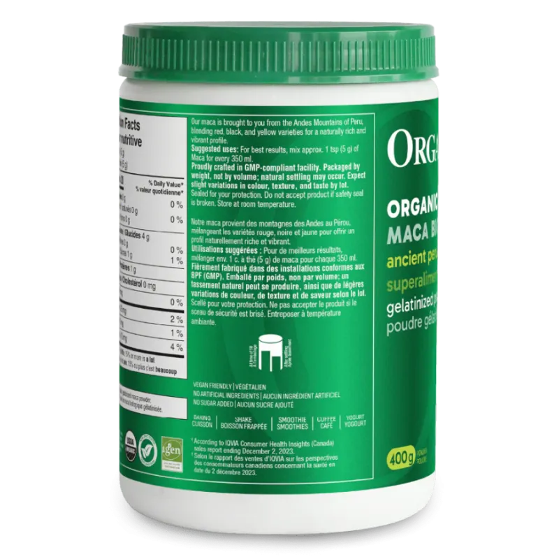 Organika Maca Certified Organic gelatinized 400 g | 每天不同折扣, 全网最低价格 | 种类齐全的保健品店铺 VITASHOP, 只有你想不到, 没有你买不到 !