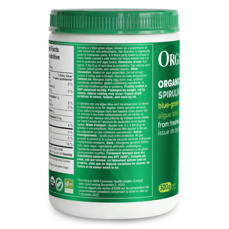Organika Spirulina Powder - Certified Organic 300 g | Unbeatable Prices, Daily Deals | VITASHOP