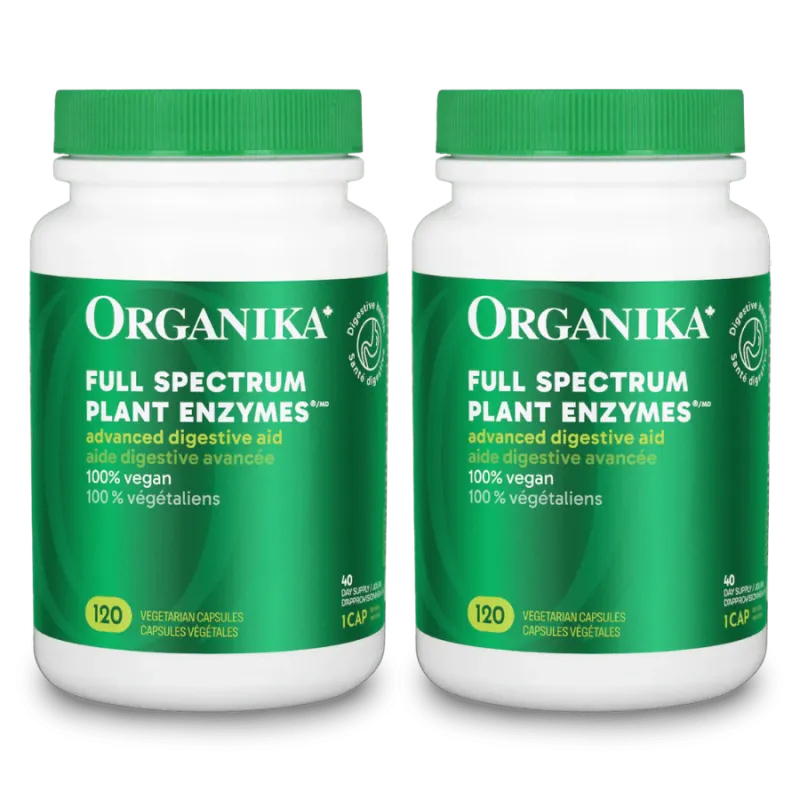 Organika [2 FOR DEAL] Full Spectrum Plant Enzymes 120 Vegi Capsules | 매일 업데이트되는 특가 상품 | VITASHOP