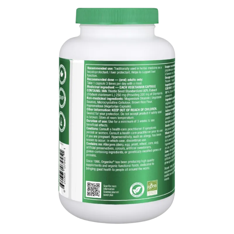 Organika 오가니카 밀크씨슬 250 mg 220 베지캡슐 | 매일 업데이트되는 특가 상품 | VITASHOP
