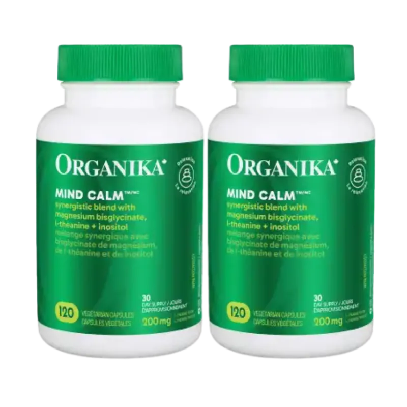 Organika [2 for Deal] Mind Calm Capsules with Magnesium Bisglycinate & L-Theanine 120caps | Unbeatable Prices, Daily Deals | VIT