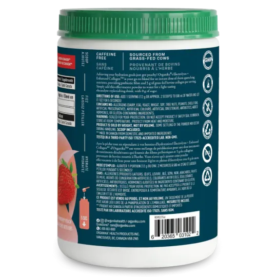 Organika Electrolytes Enhanced Collagen Juicy Strawberry Peach 360 g | Unbeatable Prices, Daily Deals | VITASHOP