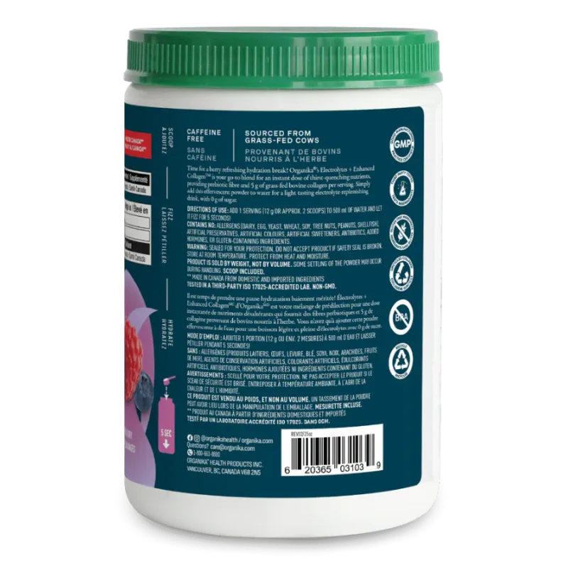 Organika Electrolytes Enhanced Collagen Wild Berry 360 g | Unbeatable Prices, Daily Deals | VITASHOP