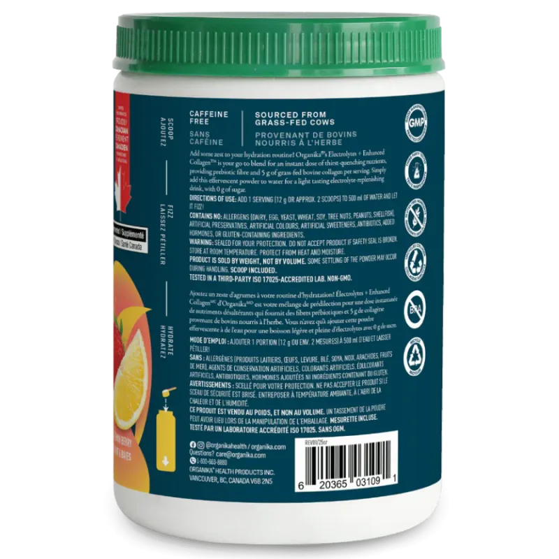 Organika Electrolytes Enhanced Collagen Lemonberry 360 g | Unbeatable Prices, Daily Deals | VITASHOP