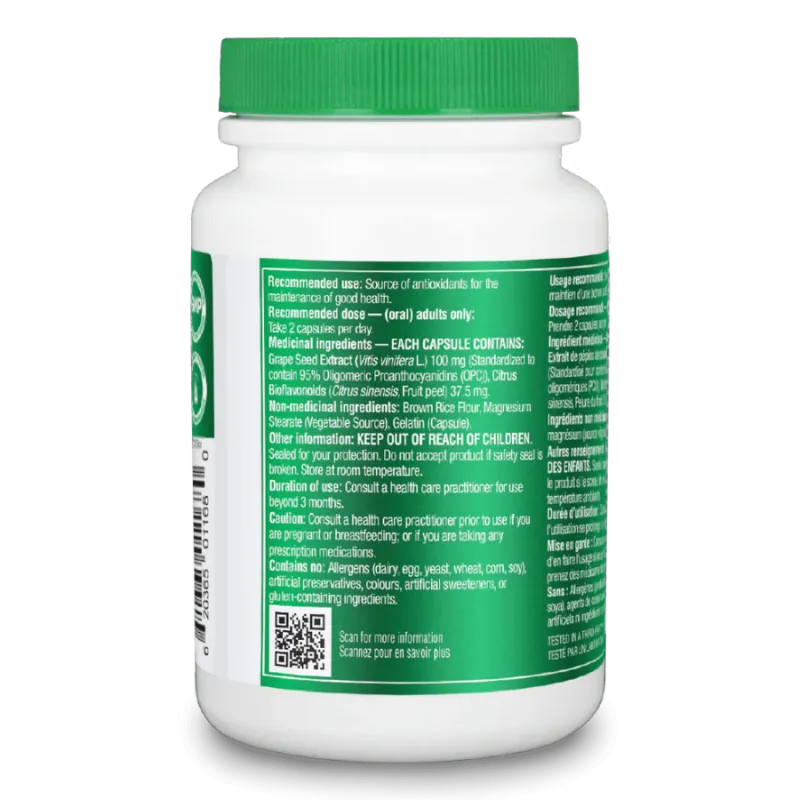 Grape Seed Extract (Hi Potency 95 % Opc) 120 Capsules | Safest & Easiest Shopping Vitamins Online | VITASHOP