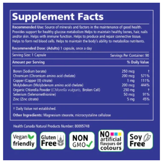 Trace Minerals+Chlorella 90 Vegi Capsules | Safest & Easiest Shopping Vitamins Online | VITASHOP