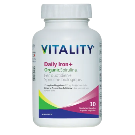Daily Iron + Organic Spirulina 30 Vegi Capsules | Safest & Easiest Shopping Vitamins Online | VITASHOP