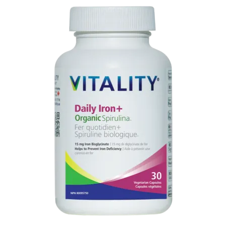 Daily Iron + Organic Spirulina 30 Vegi Capsules | Safest & Easiest Shopping Vitamins Online | VITASHOP