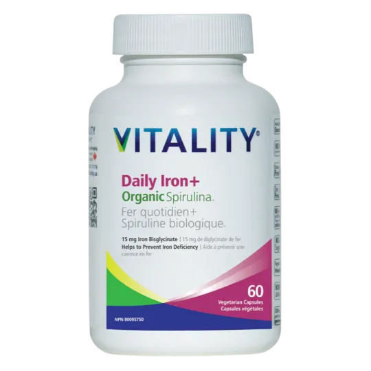 VITALITY 바이탈리티 일일 철분 + 유기농 스피루리나 60베지 캡슐 | 매일 업데이트되는 특가 상품 | VITASHOP