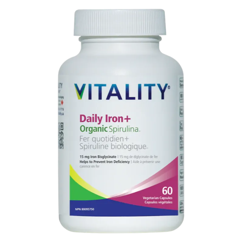 VITALITY 바이탈리티 일일 철분 + 유기농 스피루리나 60베지 캡슐 | 매일 업데이트되는 특가 상품 | VITASHOP