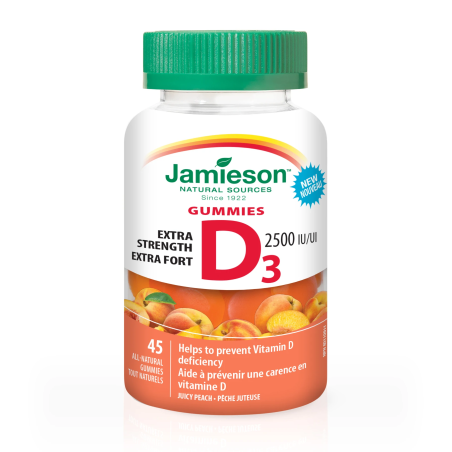 Jamieson Vitamin D3 Ex Strength 2,500 IU 45 Gummies | 每天不同折扣, 全网最低价格 | 种类齐全的保健品店铺 VITASHOP, 只有你想不到, 没有你买不到 !