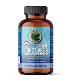 PURE LAB VITAMINS Bioactive B6 Pyridoxal-5-Phosphate 50 mg Libération Lente 60 Capsules Végétariennes | Prix Imbattables, Offres
