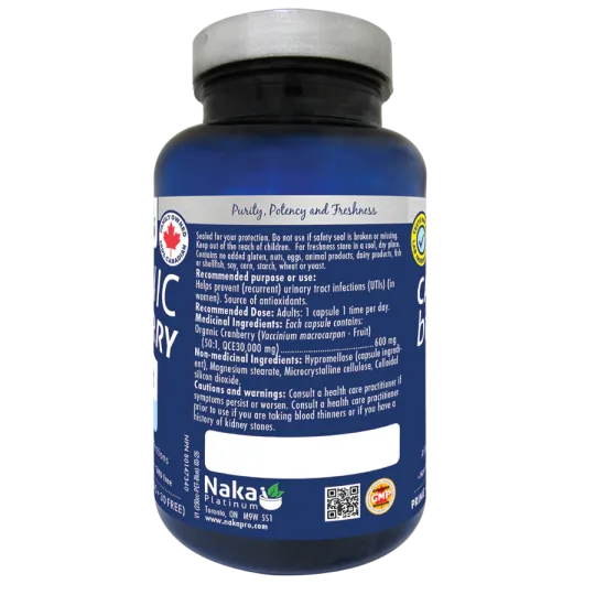 NAKA Organic Cranberry 600mg -120 Veg Caps | Unbeatable Prices, Daily Deals | VITASHOP