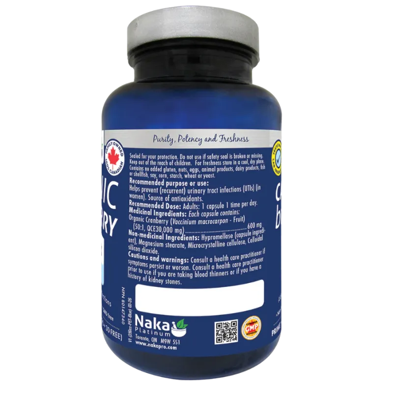 NAKA Organic Cranberry 600mg -120 Veg Caps | Unbeatable Prices, Daily Deals | VITASHOP