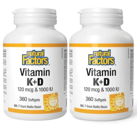 Vitamin K+D 120 mcg / 1000 IU, 360 Softgels | Safest & Easiest Shopping Vitamins Online | VITASHOP
