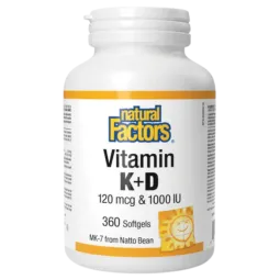 Natural Factors 내추럴 팩터스 비타민 K+D 120 mcg / 1000 IU, 360 소프트젤 | 매일 업데이트되는 특가 상품 | VITASHOP
