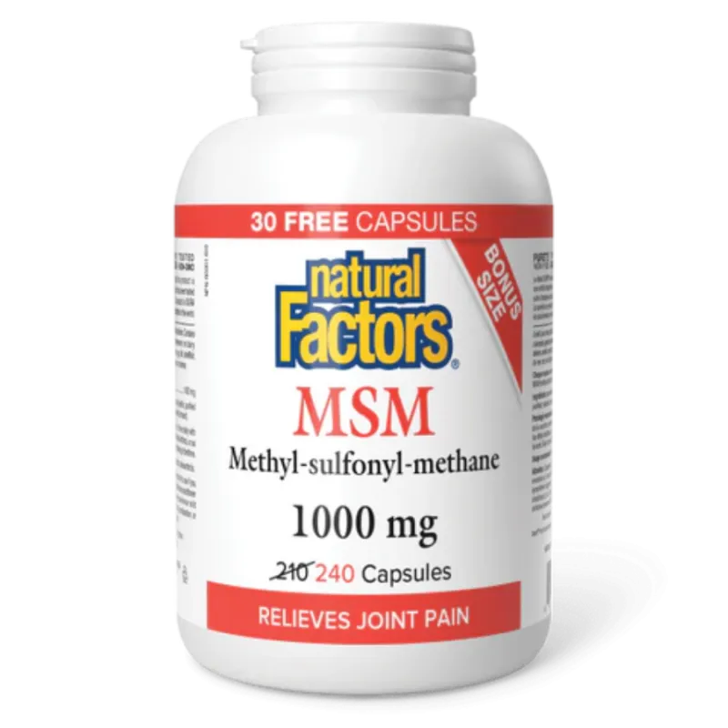 Natural Factors MSM Methyl-sulfonyl-methane 1000 mg, 240 Capsules | Unbeatable Prices, Daily Deals | VITASHOP