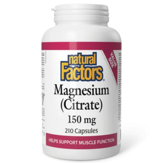 Natural Factors Magnesium Citrate 150 mg, 210 Capsules | Unbeatable Prices, Daily Deals | VITASHOP