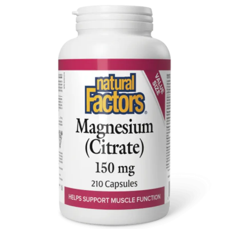 Natural Factors Magnesium Citrate 150 mg, 210 Capsules | Unbeatable Prices, Daily Deals | VITASHOP