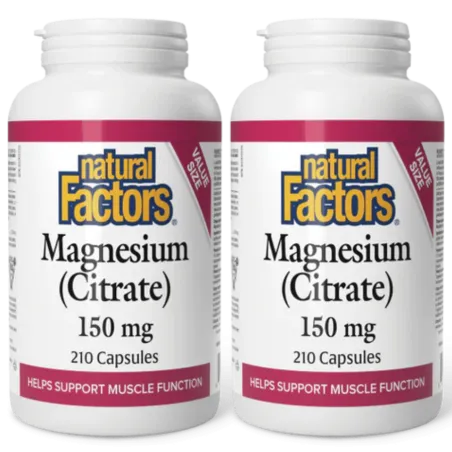 Natural Factors [2 FOR DEAL] Magnesium Citrate 150 mg, 210 Capsules | 매일 업데이트되는 특가 상품 | VITASHOP