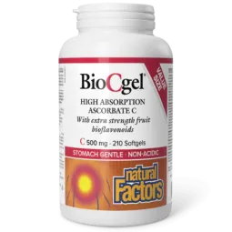Natural Factors 내추럴 팩터스 BioCgel 고흡수성 아스코르베이트 C 500mg, 소프트젤 210정 | 매일 업데이트되는 특가 상품 | VITASHOP