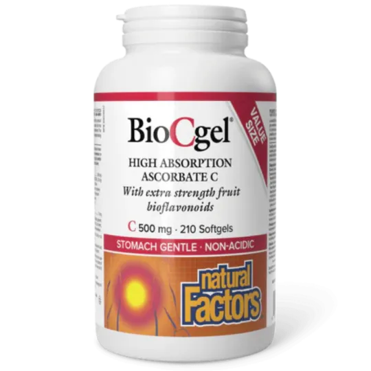 Natural Factors BioCgel High Absorption Ascorbate C 500 mg, 210 Softgels | Unbeatable Prices, Daily Deals | VITASHOP
