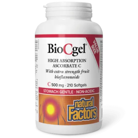 Natural Factors 내추럴 팩터스 BioCgel 고흡수성 아스코르베이트 C 500mg, 소프트젤 210정 | 매일 업데이트되는 특가 상품 | VITASHOP