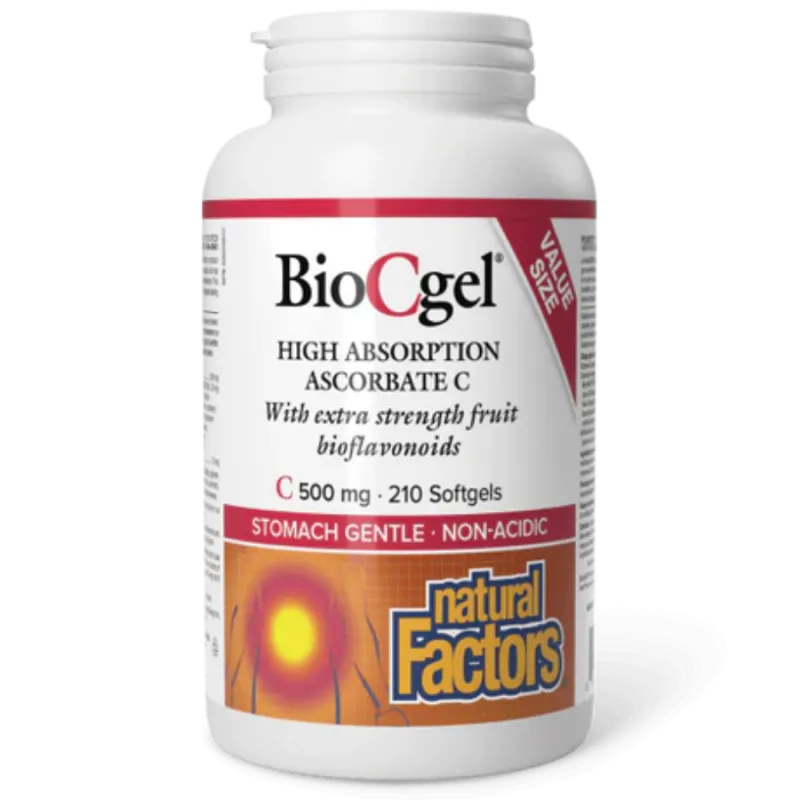 Natural Factors BioCgel High Absorption Ascorbate C 500 mg, 210 Softgels | Unbeatable Prices, Daily Deals | VITASHOP