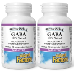 Stress-Relax 100% NATUREL GABA 100 mg, 90 Capsules Végétariennes | Safest & Easiest Shopping Vitamins Online | VITASHOP