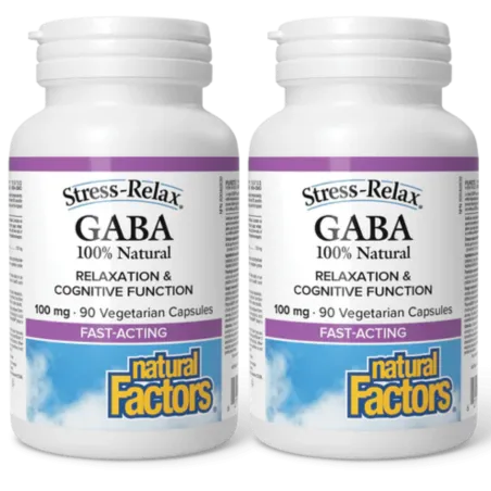 Stress-Relax 100% NATUREL GABA 100 mg, 90 Capsules Végétariennes | Safest & Easiest Shopping Vitamins Online | VITASHOP