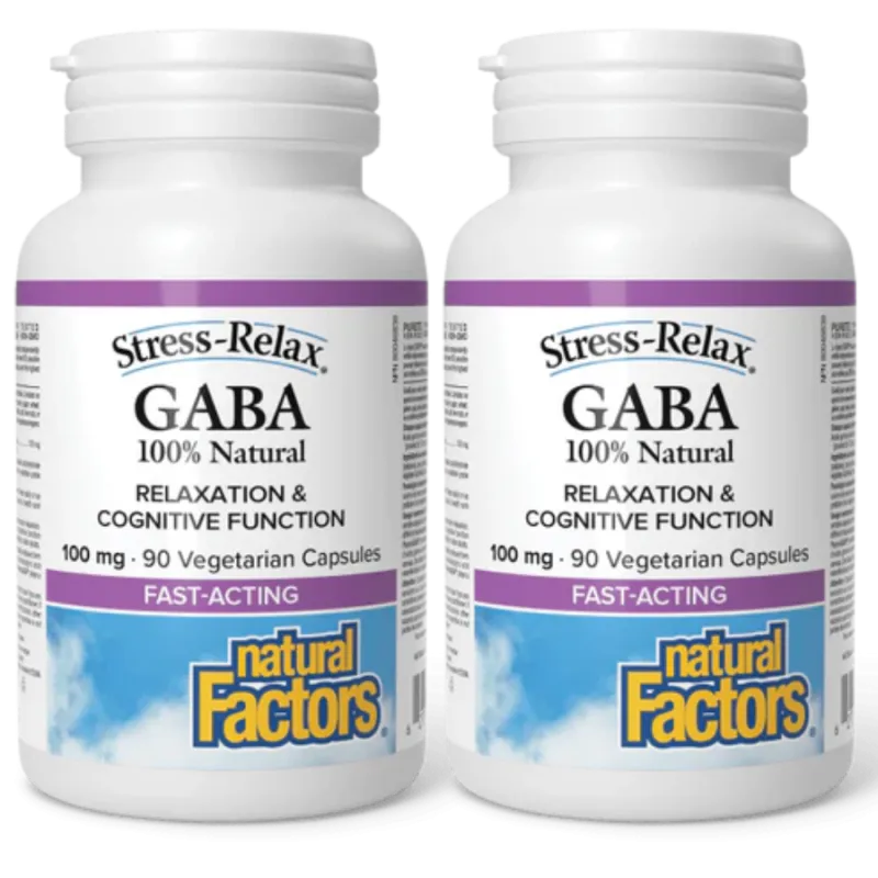 Natural Factors [2 for Deal] Stress-Relax 100% Natural GABA 100 mg, 90 Vegetarian Capsules | Unbeatable Prices, Daily Deals | VI