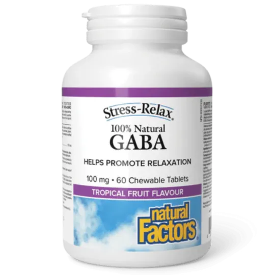 Stress-Relax GABA 100% naturel, saveur de fruits tropicaux, 60 comprimés à croquer | Safest & Easiest Shopping Vitamins Online |
