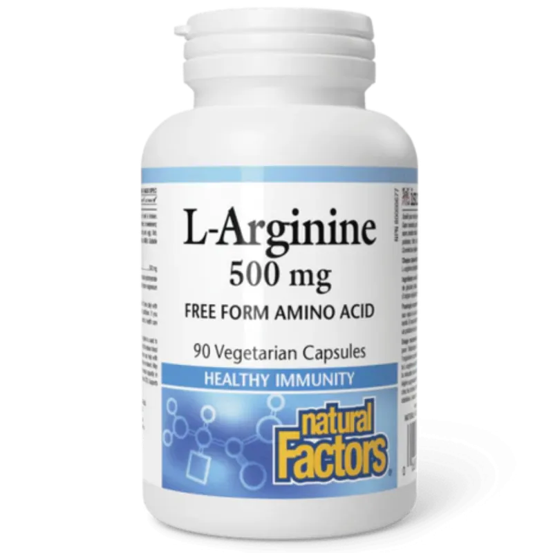 Natural Factors L-Arginine 500 mg, 90 Vegetarian Capsules | Unbeatable Prices, Daily Deals | VITASHOP
