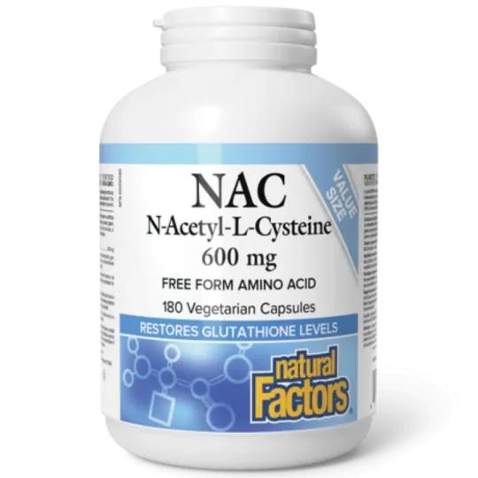 Natural Factors 내추럴 팩터스 N-아세틸-L-시스테인 600 mg 120+60 식물성 캡슐 | 매일 업데이트되는 특가 상품 | VITASHOP
