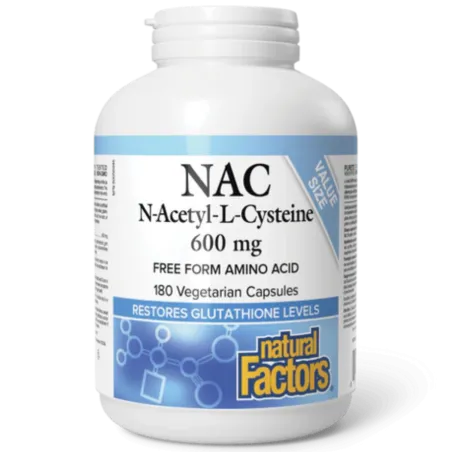 Natural Factors 내추럴 팩터스 N-아세틸-L-시스테인 600 mg 120+60 식물성 캡슐 | 매일 업데이트되는 특가 상품 | VITASHOP