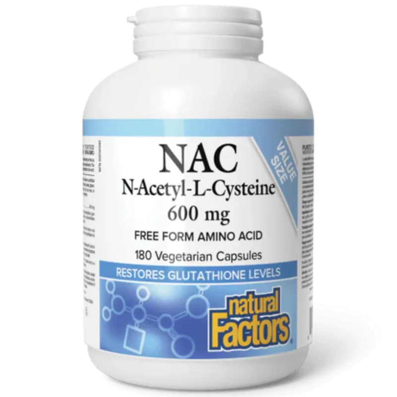 Natural Factors 내추럴 팩터스 N-아세틸-L-시스테인 600 mg 120+60 식물성 캡슐 | 매일 업데이트되는 특가 상품 | VITASHOP
