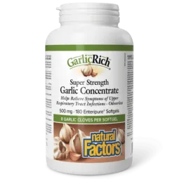 Natural Factors GarlicRich Super Strength Garlic Concentrate 500 mg, 180 Enteripure Softgels | Unbeatable Prices, Daily Deals |