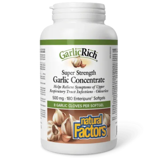 Natural Factors 내추럴 팩터스 GarlicRich 초강력 마늘 농축액 500 mg, 180 Enteripure Softgels | 매일 업데이트되는 특가 상품 | VITASHOP