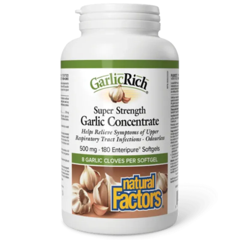 Natural Factors 내추럴 팩터스 GarlicRich 초강력 마늘 농축액 500 mg, 180 Enteripure Softgels | 매일 업데이트되는 특가 상품 | VITASHOP