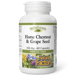 Natural Factors HerbalFactors Horse Chestnut & Grape Seed 350 mg, 60 Capsules | Unbeatable Prices, Daily Deals | VITASHOP