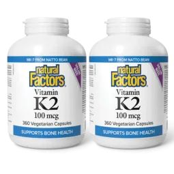 Natural Factors [2 for Deal] 내추럴 팩터스 비타민 K2 100mcg, 식물성 캡슐 360정 | 매일 업데이트되는 특가 상품 | VITASHOP
