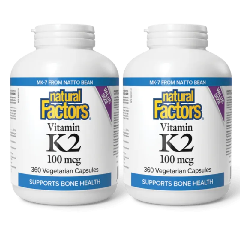 Vitamin K2 100 mcg, 360 Vegetarian Capsules | Safest & Easiest Shopping Vitamins Online | VITASHOP