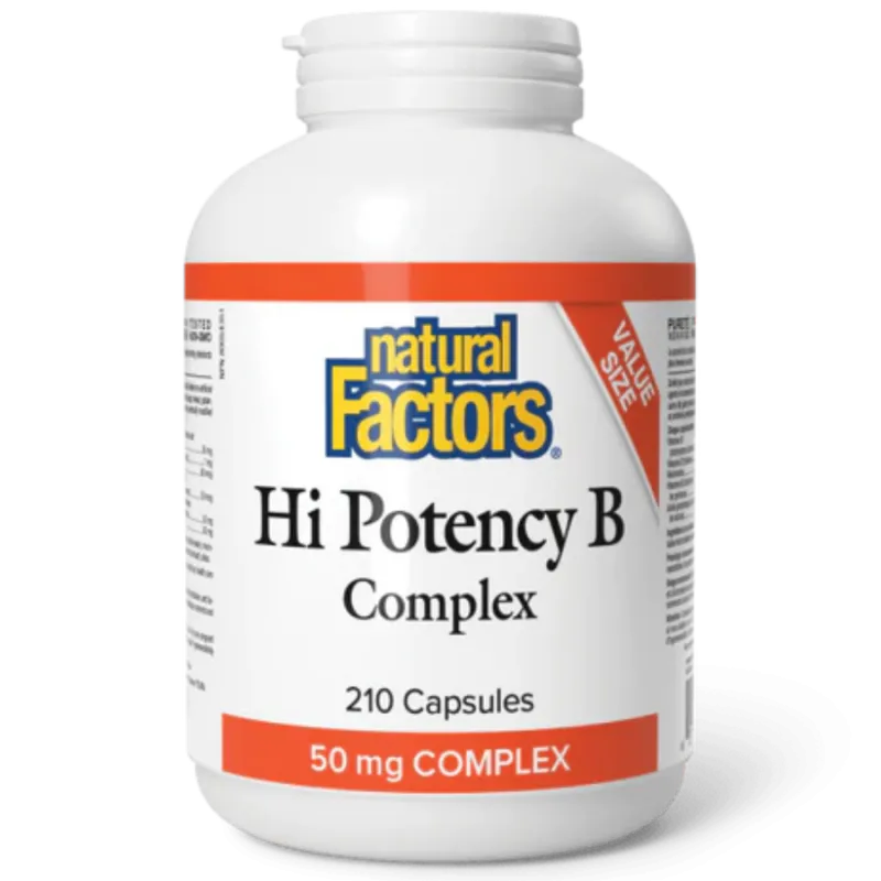 Natural Factors Hi Potency B Complex 50 mg, 210 Capsules | Unbeatable Prices, Daily Deals | VITASHOP