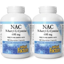 Natural Factors [2 for Deal]  N-Acetyl-L-Cysteine 600 mg 180 BONUS SIZE Vegi Capsules | Unbeatable Prices, Daily Deals | VITASHO