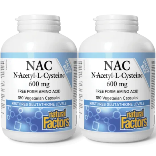 Natural Factors [2 for Deal] 내추럴 팩터스 N-아세틸-L-시스테인 600 mg 120+60 식물성 캡슐 | 매일 업데이트되는 특가 상품 | VITASHOP